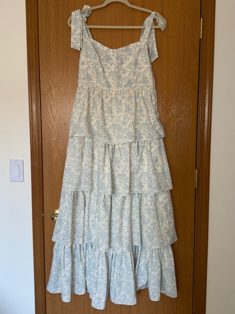J.Nna Blue Floral Tiered Summer Dress – Size Large